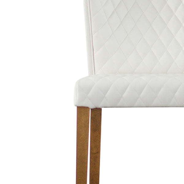 Albie Low-Back Dining Chair Set of 2 - Stylish Bonded Leather with Quilted Design & Solid Wood Legs