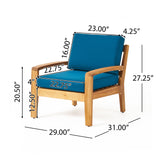 Grenada Outdoor Acacia Wood Club Chairs with Cushions, Teak and Dark Teal Noble House