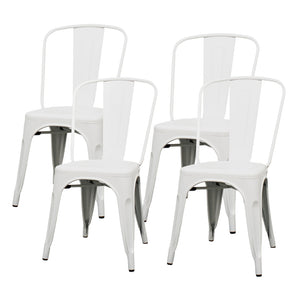 Metropolis Metal Side Chair Set of 4 - Classic Bistro Style for Dining Room or Café Decor
