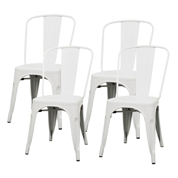 Metropolis Metal Side Chair Set of 4 - Classic Bistro Style for Dining Room or Café Decor