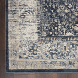 Nourison kathy ireland Home Malta MAI12 Vintage Machine Made Power-loomed Indoor only Area Rug Navy/Ivory 9' x 12' 99446495143