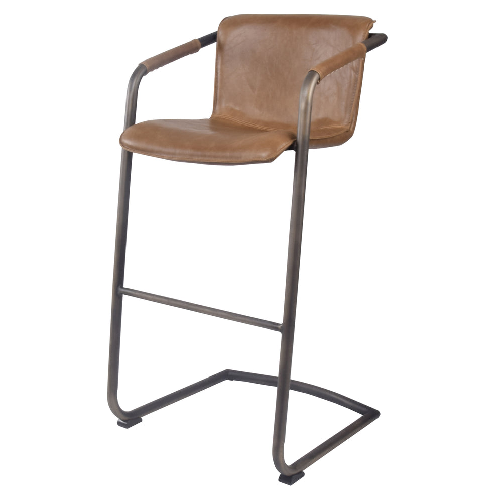 Indy Leatherette Bar Stool Set of 2 - Chic Comfort Meets Industrial Style with Floating Design