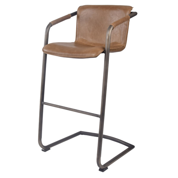 Indy Leatherette Bar Stool Set of 2 - Chic Comfort Meets Industrial Style with Floating Design