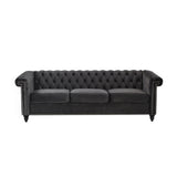 Christopher Knight Home® Parkhurst Tufted Chesterfield Velvet 3 Seater Sofa, Black and Dark Brown