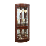 Curved 5 Shelf Corner Curio Cabinet in Cherry Brown