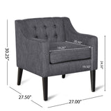 Deanna Contemporary Fabric Tufted Accent Chair, Charcoal and Espresso  Noble House