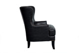 Porter Designs Grant Crackle Leather Wingback Contemporary Accent Chair Black 02-201-06-560