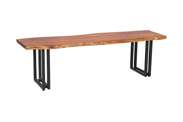 Porter Designs Manzanita Live Edge Solid Acacia Wood Natural Dining Bench Brown 07-196-13-BN58HW-KIT