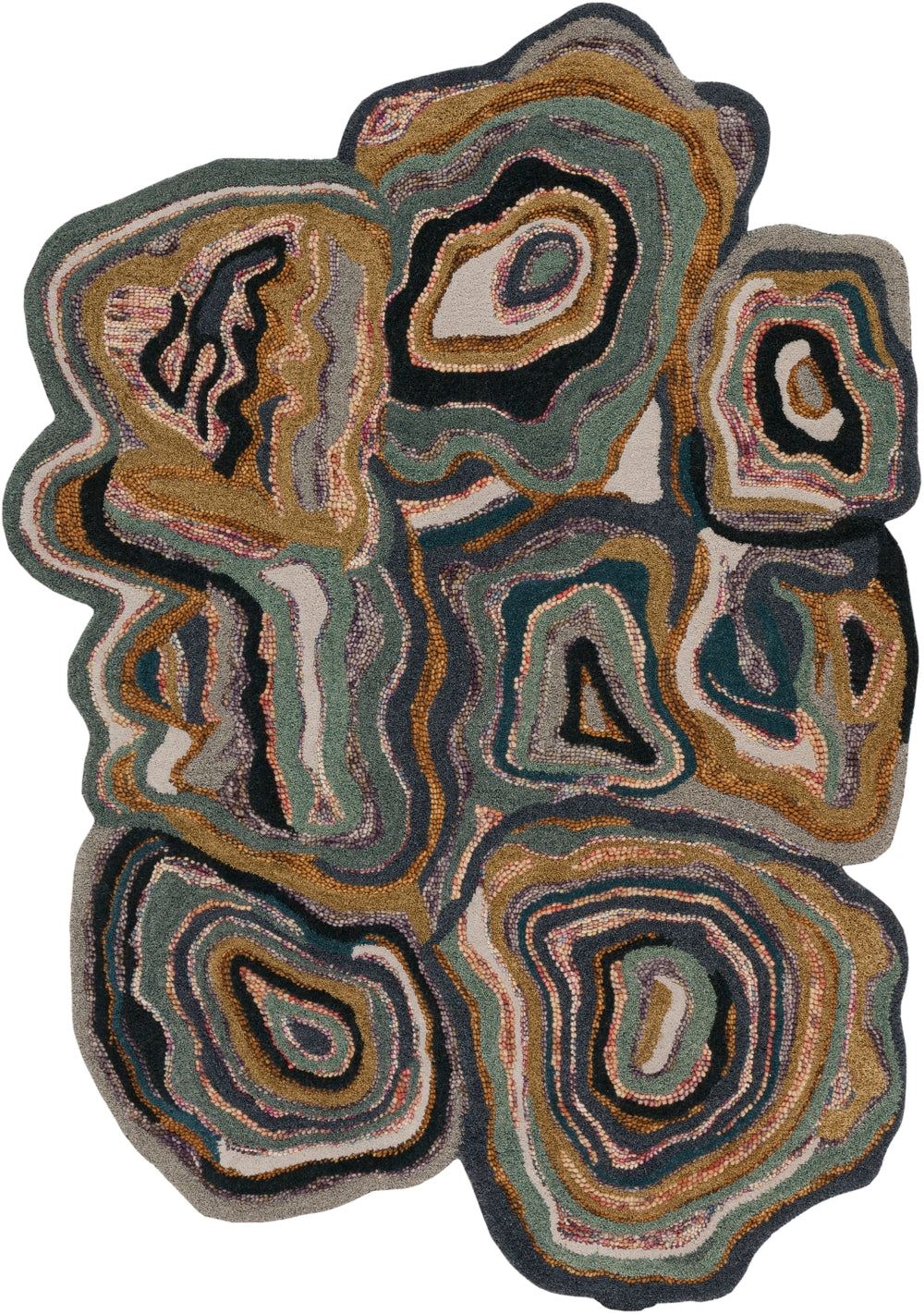 Gypsy GYP-201 Modern Wool Rug GYP201-58 Bright Pink, Cream, Ivory, Khaki, Medium Gray, Navy, Olive, Sage 100% Wool 5' x 8'