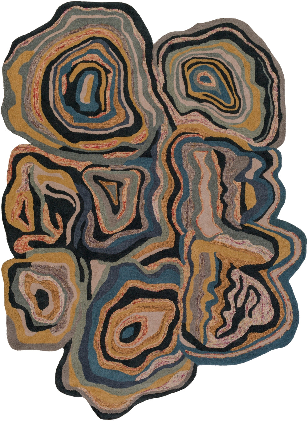 Gypsy GYP-201 Modern Wool Rug GYP201-58 Bright Pink, Cream, Ivory, Khaki, Medium Gray, Navy, Olive, Sage 100% Wool 5' x 8'