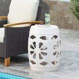 Sheila Outdoor Metal Side Table, White Noble House