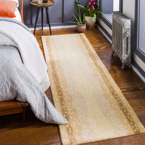Gazelle GZL-2300 Modern Wool Rug GZL2300-268 Camel, Beige, Taupe, Wheat 100% Wool 2'6" x 8'
