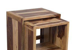 Porter Designs Sheesham Accents Solid Wood Set of 2 Nesting Natural End Table Natural 07-116-11-PDU07