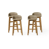 Noble House Cayuga Outdoor Wicker and Acacia Wood Barstools (Set of 4), Light Multibrown and Teak