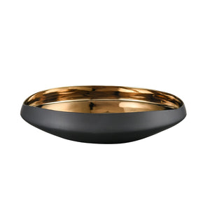 Greer Bowl - Low Black and Gold Glazed