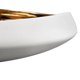 Greer Bowl - Low White and Gold Glazed