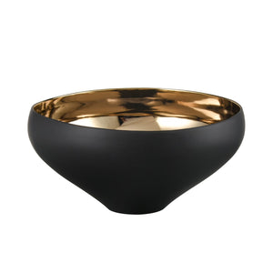Greer Bowl - Tall Black and Gold Glazed