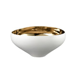 Greer Bowl - Tall White and Gold Glazed