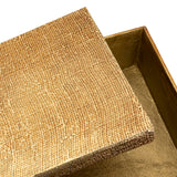 Square Linen Texture Box - Large Brass
