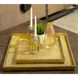 Square Linen Texture Tray - Set of 2 Brass