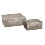 Square Linen Texture Box - Large Nickel