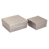 Square Linen Texture Box - Large Nickel