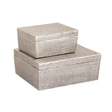Square Linen Texture Box - Small Nickel
