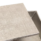 Square Linen Texture Box - Small Nickel