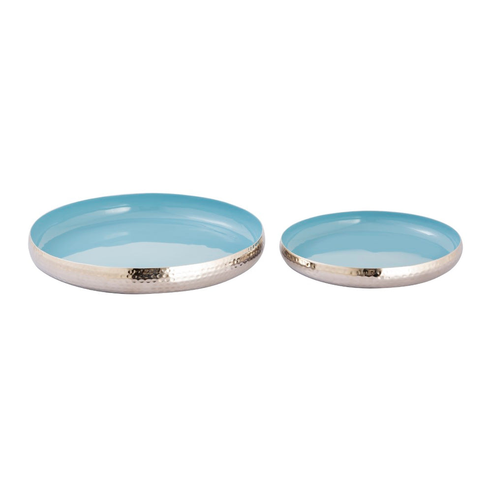 Nelson Tray - Set of 2 Light Blue Enamel