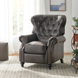 Walder Contemporary Tufted Recliner with Nailhead Trim, Brown and Dark Brown