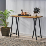 Toccoa Modern Industrial Handmade Mango Wood Console Table, Natural and Black Noble House