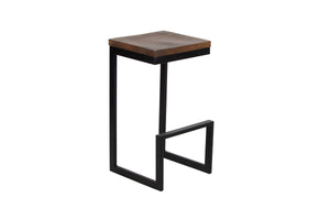 Porter Designs Cube Solid Wood & Metal Industrial Bar Stool Brown 07-108-24-5261