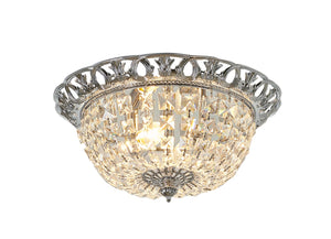 Bethel Chrome Flush Mount in Zinc & Crystal