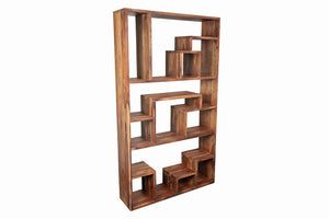 Porter Designs Urban Solid Sheesham Wood Asymmetric Shelves Contemporary Bookcase Natural 10-117-01-8057