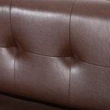 Raintree Mid Century Modern Faux Leather Tufted 3 Seater Sofa, Dark Brown and Espresso Noble House