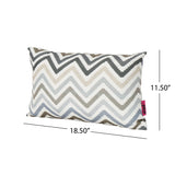 Noble House Callon Indoor Grey, Blue, and Brown Zig Zag Striped Water Resistant Rectangular Throw Pillows (Set of 2)