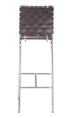 Zuo Modern Criss 100% Polyurethane, Steel Modern Commercial Grade Barstool Set - Set of 2 Espresso, Chrome 100% Polyurethane, Steel