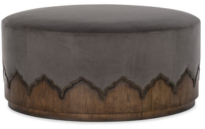 Hooker Furniture Melange Traditional/Formal Poplar and Hardwood Solids with Oak Veneers, Casters, Copper Nails, Fabric Meyers Cocktail Ottoman 638-50448-85