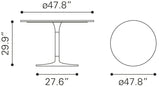 Zuo Modern Central Marble, MDF, Iron, Aluminum Modern Commercial Grade Dining Table Gray, Black Marble, MDF, Iron, Aluminum