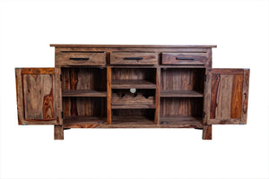 Porter Designs Kalispell Solid Sheesham Wood Bar Natural Sideboard Natural 07-116-06-PDU103H