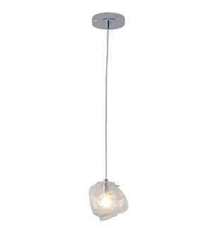 Bethel Chrome Single Pendant Lighting in Distorted Glass & Metal