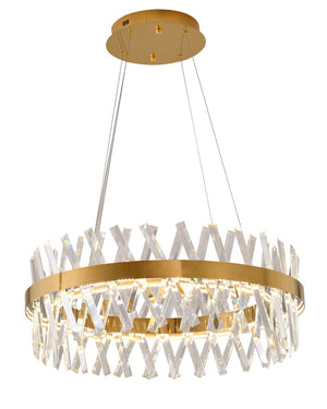 Bethel Gold LED Chandelier in Metal & Crystal