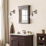 Bethel Polished Nickel & Black Wall Sconce in Steel & Glass