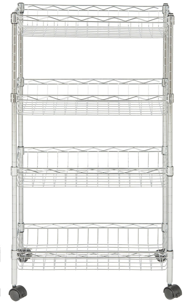 Safavieh Mario 4 Tier Basket Rack in Chrome HAC1002A 889048133471