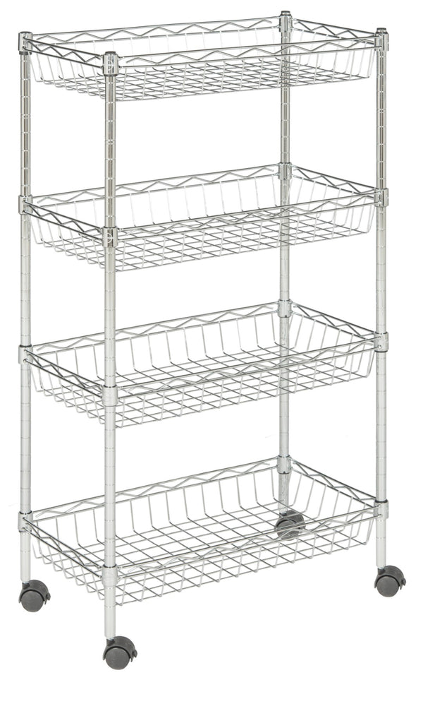 Safavieh Mario 4 Tier Basket Rack in Chrome HAC1002A 889048133471