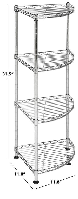  Damaris 4 Tier Chrome Wire Corner Rack (11.8 In. W X 11.8 In. D X 31.5 In. H)