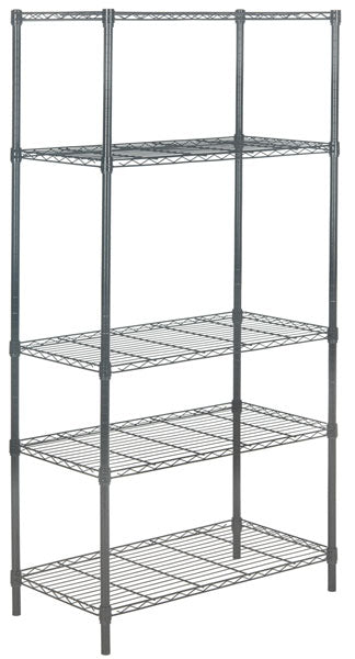 Safavieh Ceasar Rack 5 Tier Chrome Wire Adjustable Dark Grey Steel Abs Pe Carbon HAC1006A 889048133518