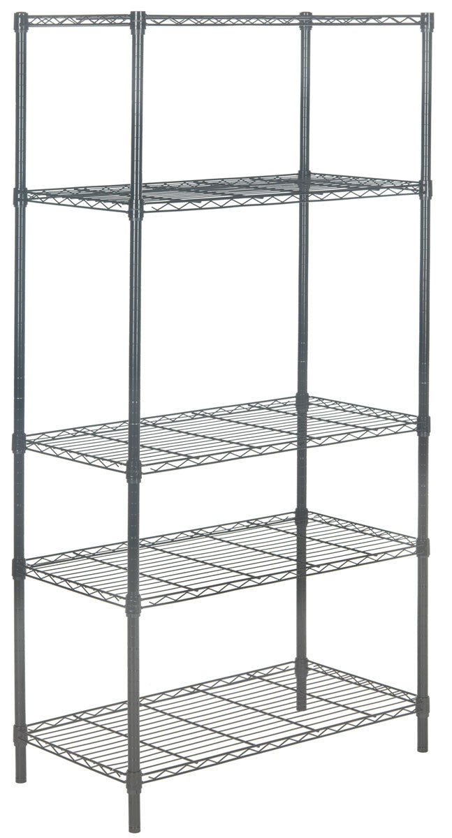 Safavieh Ceasar Rack 5 Tier Chrome Wire Adjustable Dark Grey Steel Abs Pe Carbon HAC1006A 889048133518