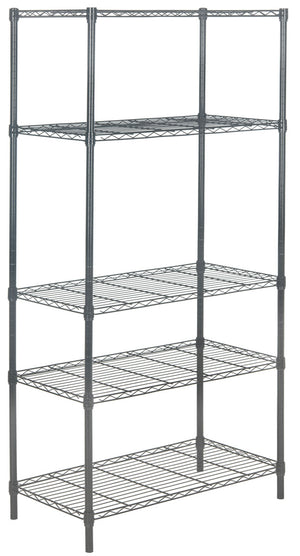 Safavieh Ceasar Rack 5 Tier Chrome Wire Adjustable Dark Grey Steel Abs Pe Carbon HAC1006A 889048133518