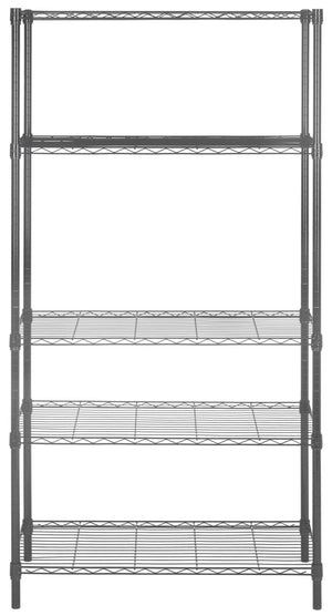 Safavieh Ceasar Rack 5 Tier Chrome Wire Adjustable Dark Grey Steel Abs Pe Carbon HAC1006A 889048133518